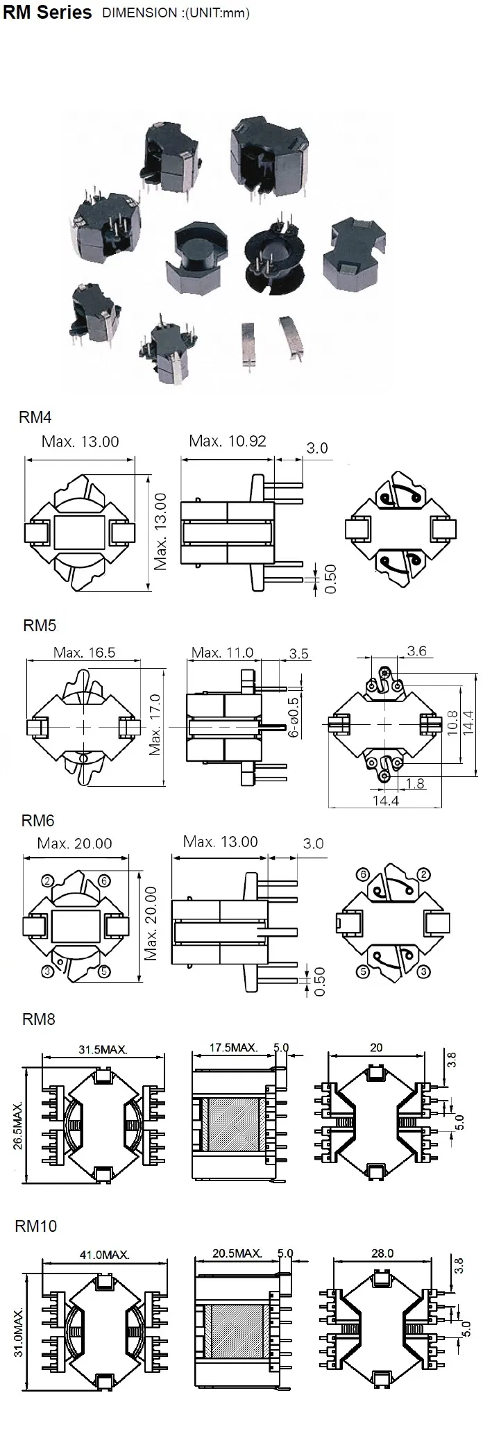 Multi-Winding Ikp-Elec Carton RM4/5/6/7/8/9/10/12/13/14 중국 제어 고주파 변압기 ISO9001-2000 인증