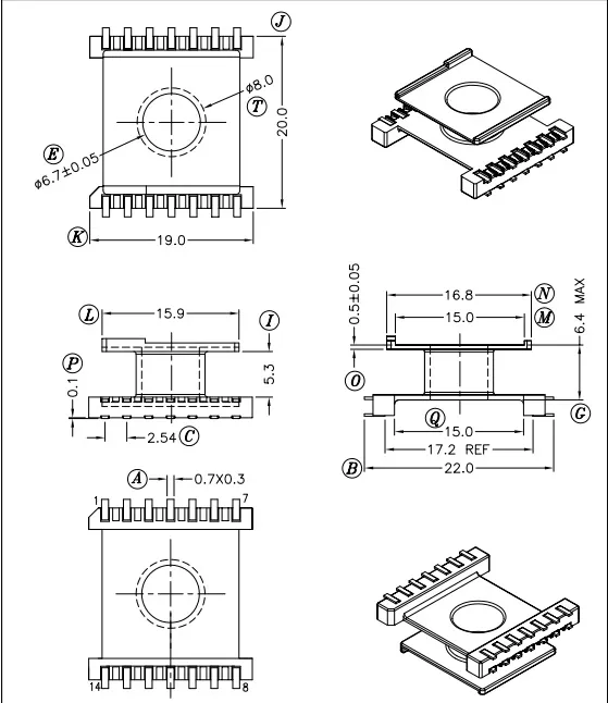 RoHS 규격 복잡 SMD Er 14.5 고주파 변압기