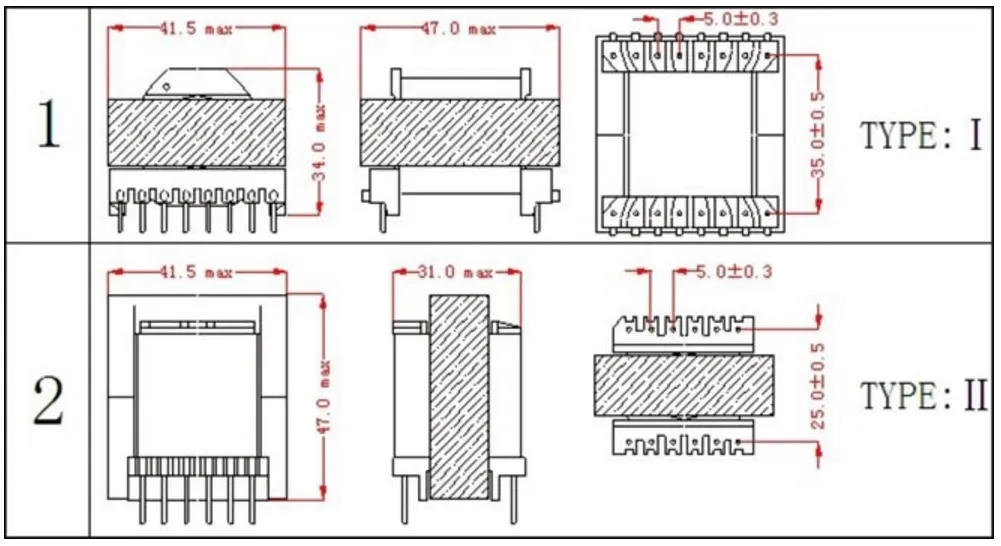 태양광 발전용 맞춤형 단상 고주파 인버터 변압기 (Ec4953-60V-60A)